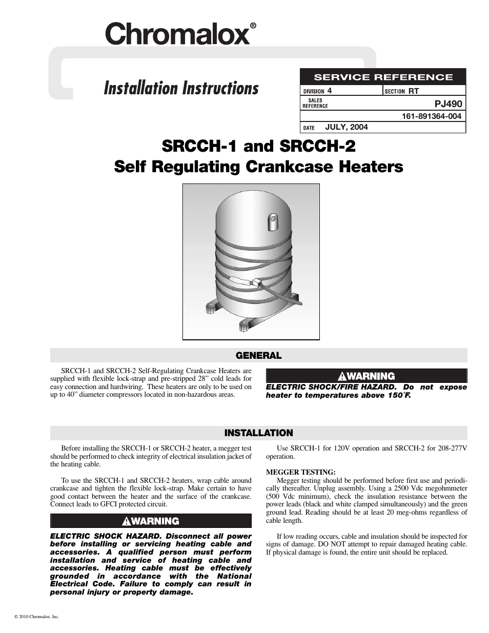 Chromalox SRCCH-2 User Manual | 2 pages