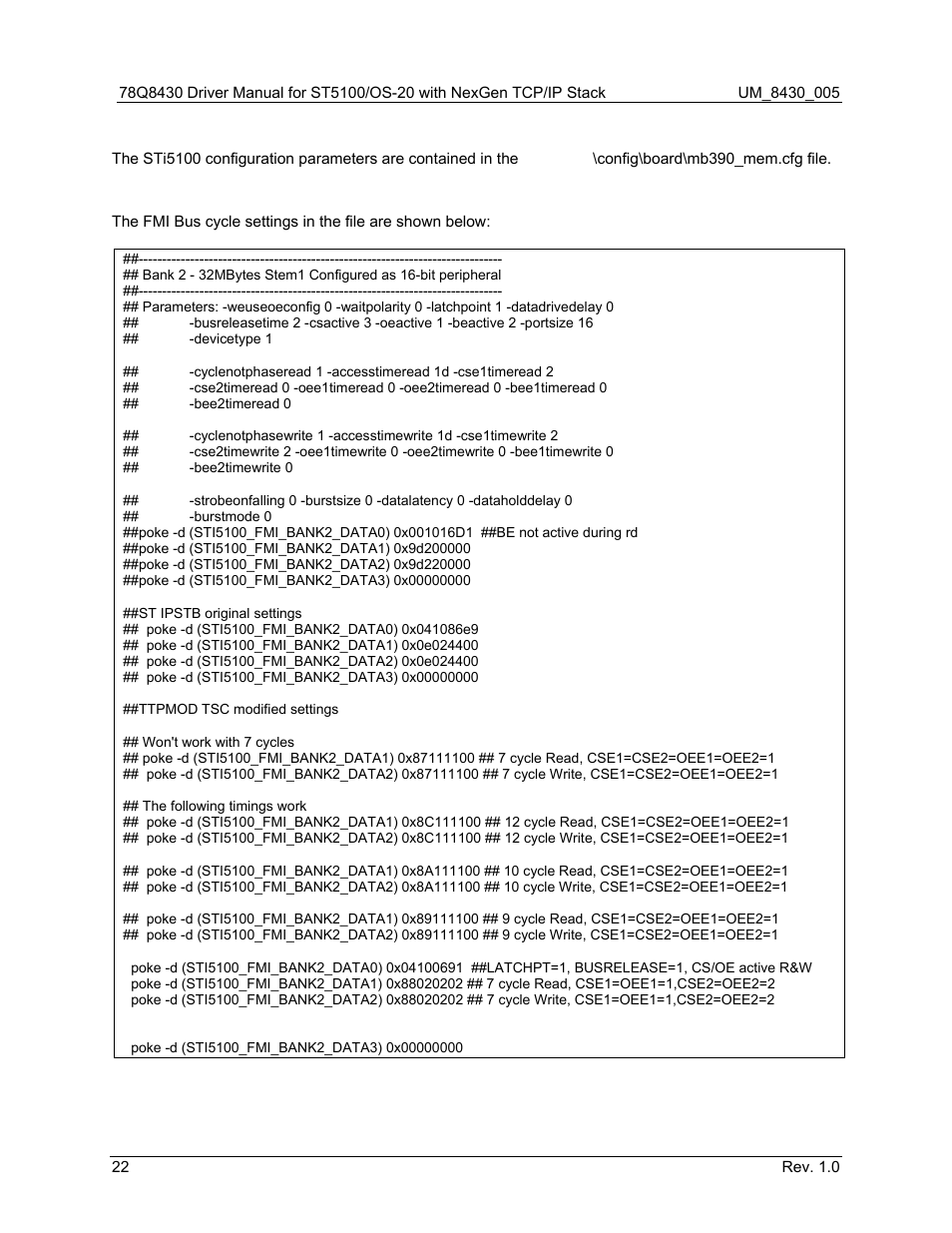 Sti5100 ipstb configuration | Maxim Integrated 78Q8430 ST 5100/OS-20 with NexGen TCP/IP Stack User Manual | Page 22 / 28