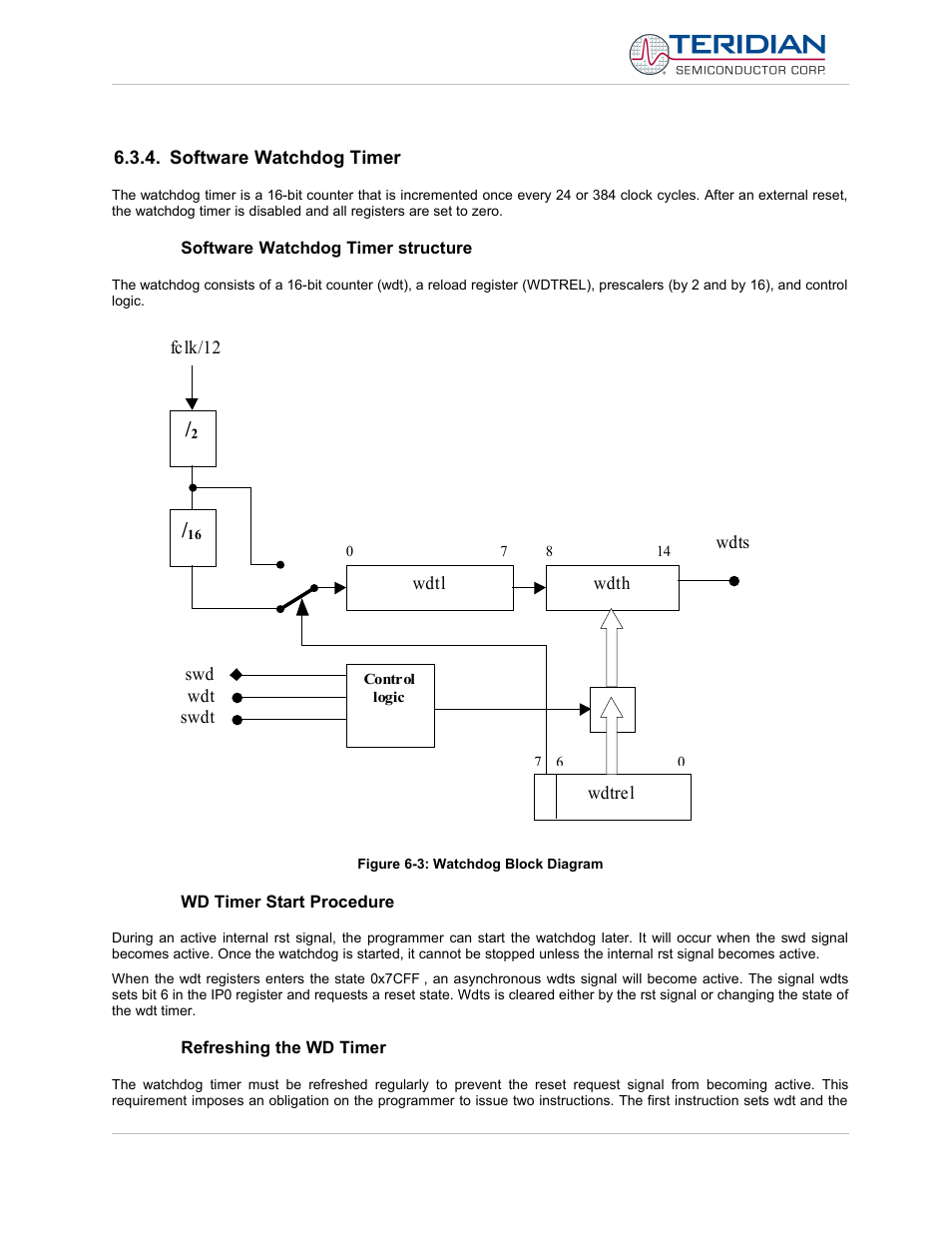 Software watchdog timer, Software watchdog timer structure, Wd timer start procedure | Refreshing the wd timer | Maxim Integrated 71M6513H Power Meter IC Family Software User Manual | Page 123 / 137