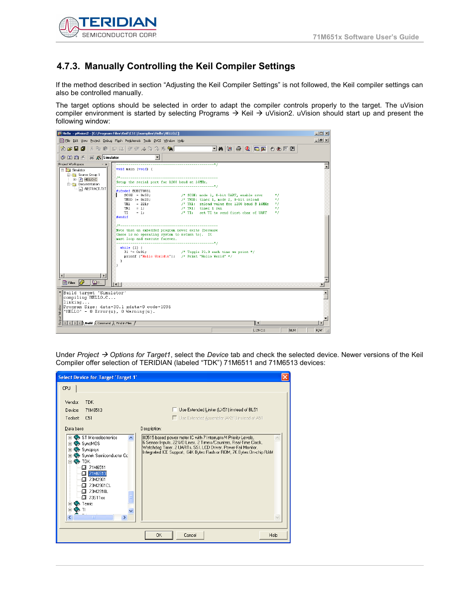 Manually controlling the keil compiler settings | Maxim Integrated 71M6513H Power Meter IC Family Software User Manual | Page 38 / 137