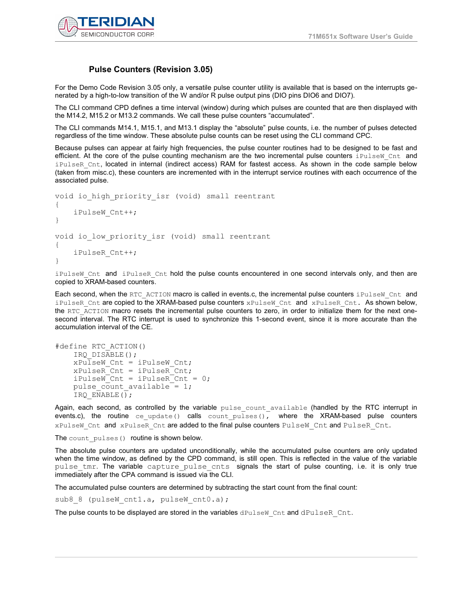 Pulse counters (revision 3.05) | Maxim Integrated 71M6513H Power Meter IC Family Software User Manual | Page 64 / 137