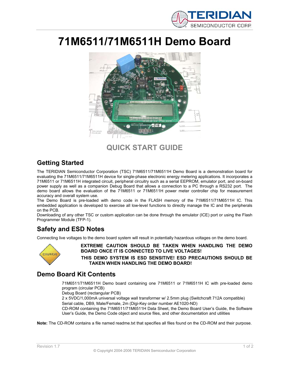 Maxim Integrated 71M6511H 4-Layer Demo Board User Manual | 2 pages