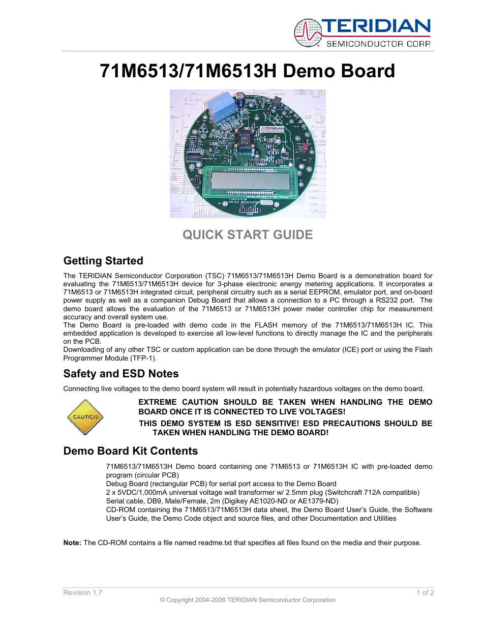 Maxim Integrated 71M6513H Demo Board User Manual | 2 pages