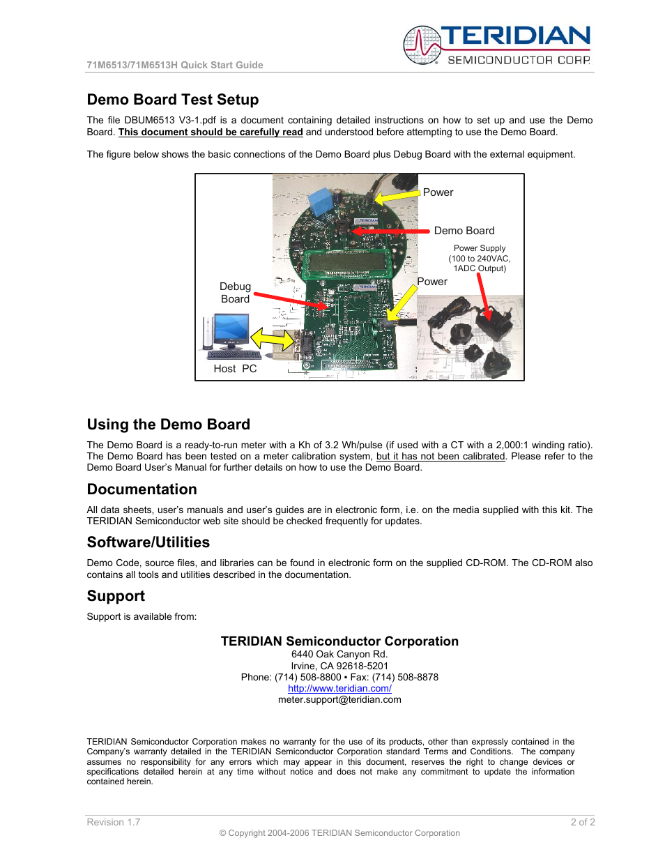 Demo board test setup, Using the demo board, Documentation | Software/utilities, Support | Maxim Integrated 71M6513H Demo Board User Manual | Page 2 / 2