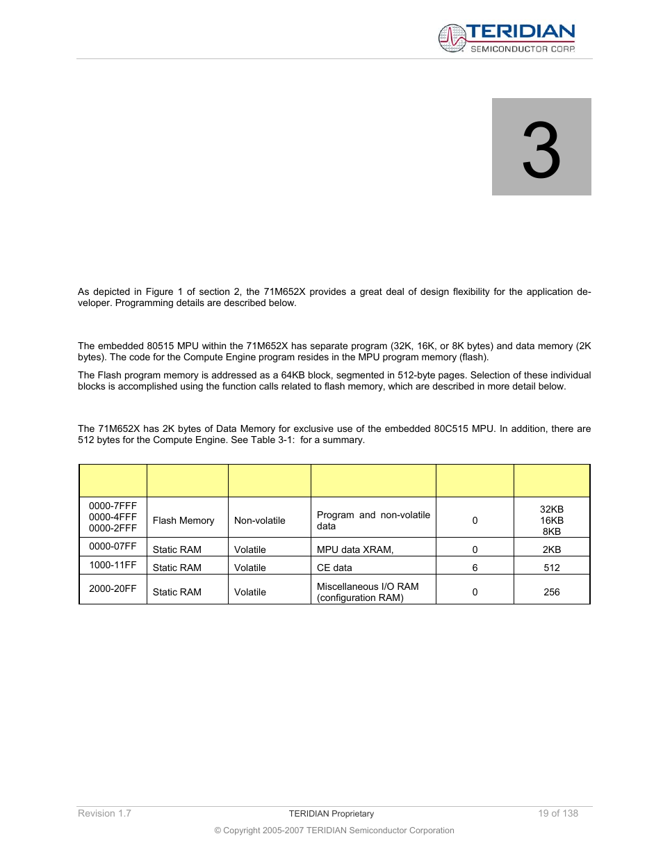 Design reference, 1 program memory, 2 data memory | Program memory, Data memory, 3design reference | Maxim Integrated 71M6521BE Energy Meter IC Family Software User Manual | Page 19 / 138