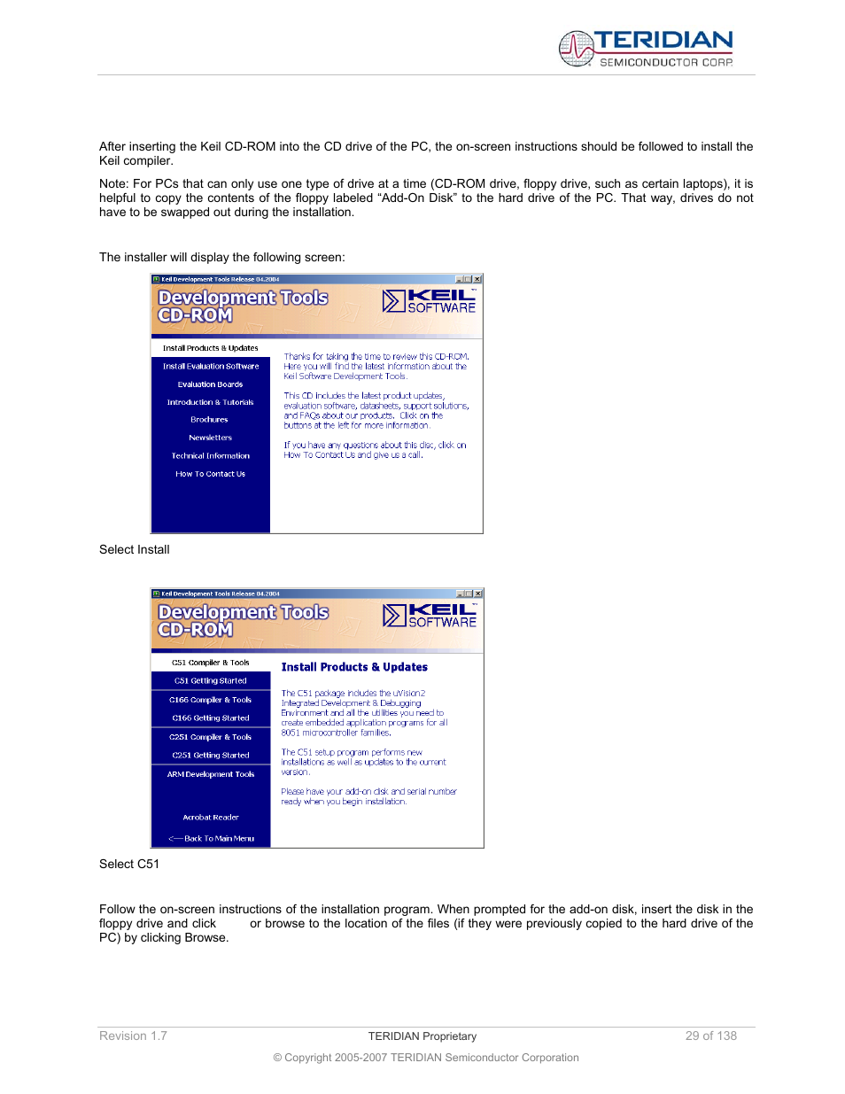 6 installing the keil compiler, Installing the keil compiler | Maxim Integrated 71M6521BE Energy Meter IC Family Software User Manual | Page 29 / 138