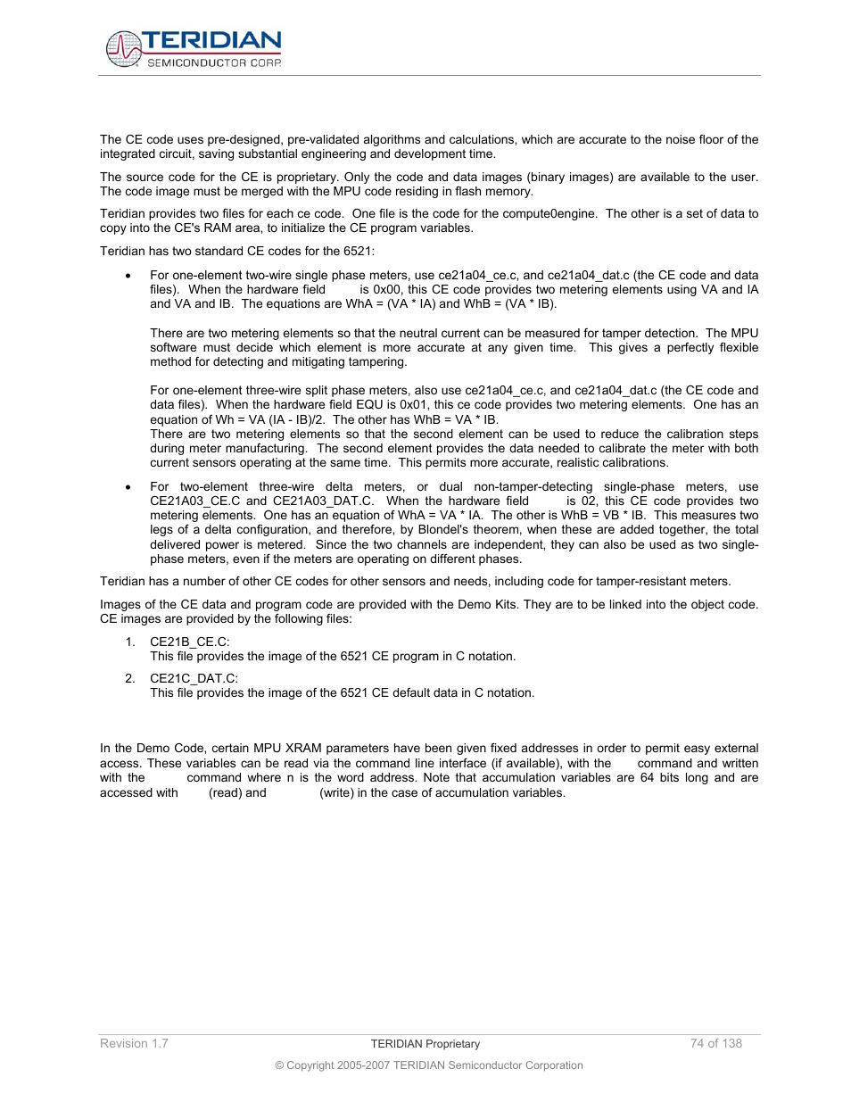 12 ce image files, 13 common mpu addresses, Ce image files | Common mpu addresses | Maxim Integrated 71M6521BE Energy Meter IC Family Software User Manual | Page 74 / 138