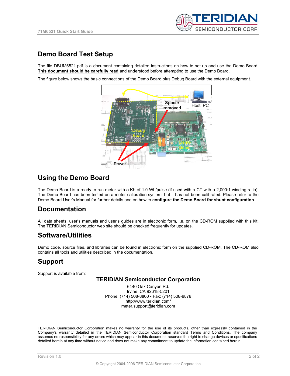 Demo board test setup, Using the demo board, Documentation | Software/utilities, Support | Maxim Integrated 71M6521 Demo Board User Manual | Page 2 / 2