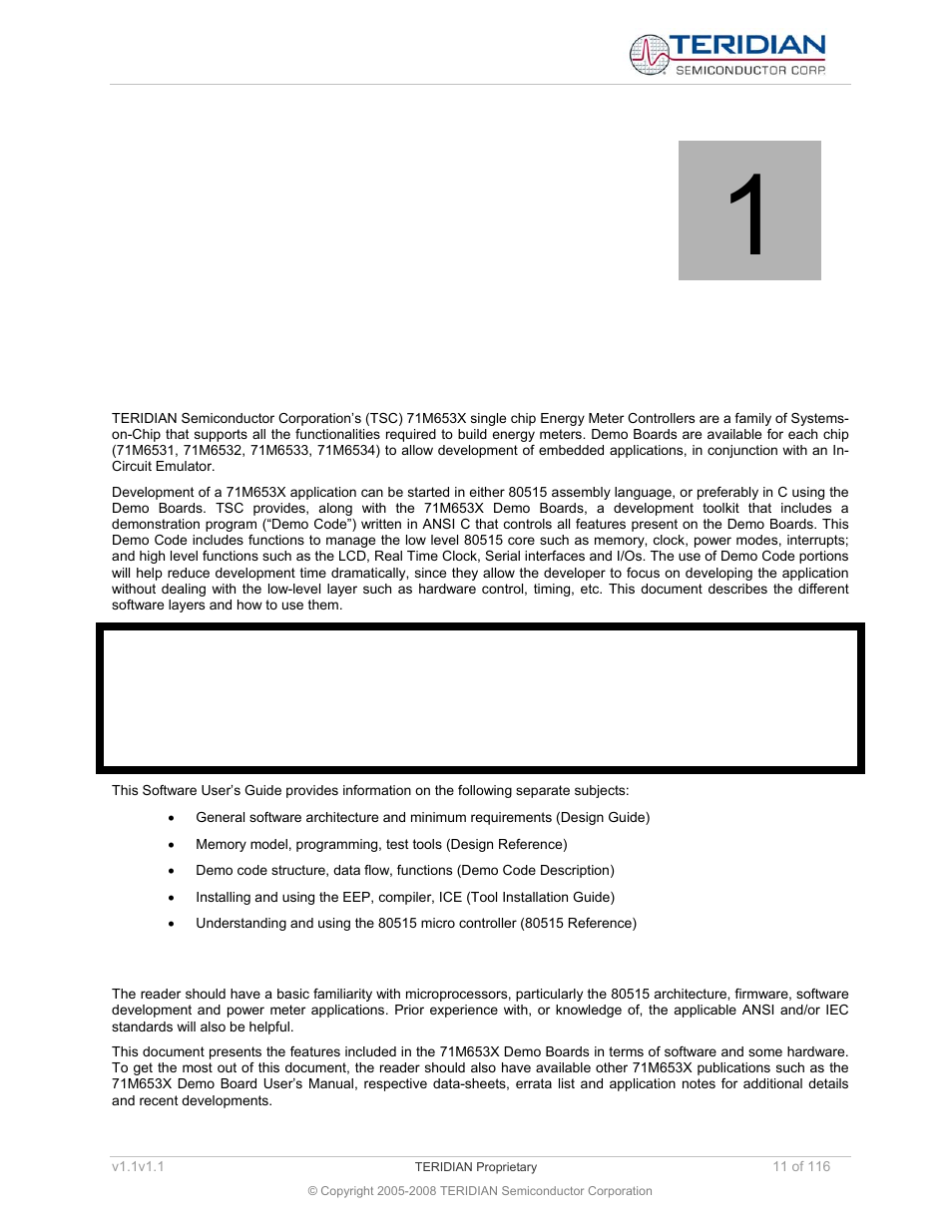 1 introduction, 1 using this document, Introduction | Using this document, 1introduction | Maxim Integrated 71M6534 Energy Meter IC Family Software User Manual | Page 11 / 116