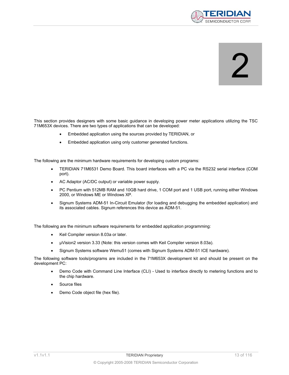 2 design guide, 1 hardware requirements, 2 software requirements | Design guide, Hardware requirements, Software requirements, 2design guide | Maxim Integrated 71M6534 Energy Meter IC Family Software User Manual | Page 13 / 116