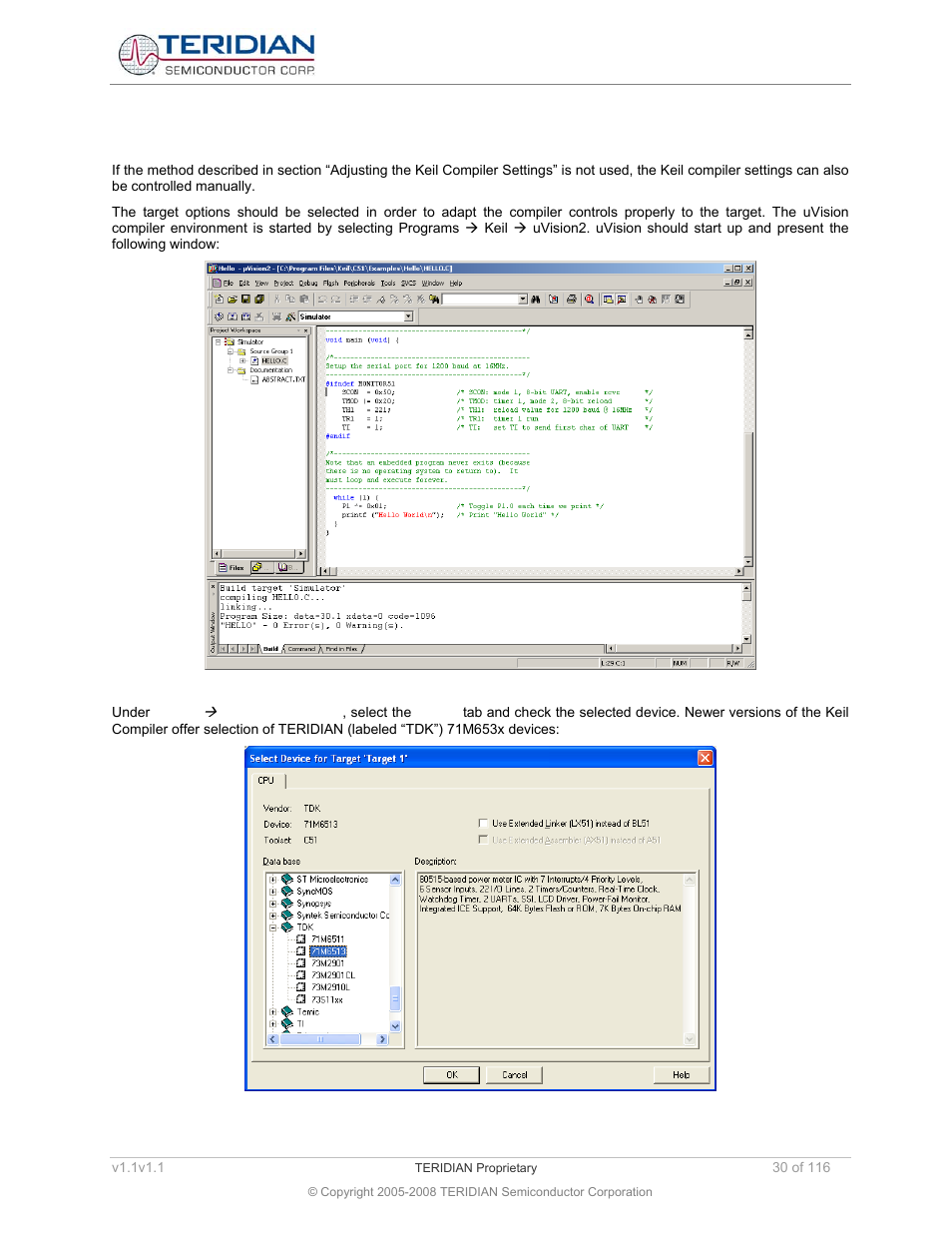 3 manually controlling the keil compiler settings, Manually controlling the keil compiler settings | Maxim Integrated 71M6534 Energy Meter IC Family Software User Manual | Page 30 / 116