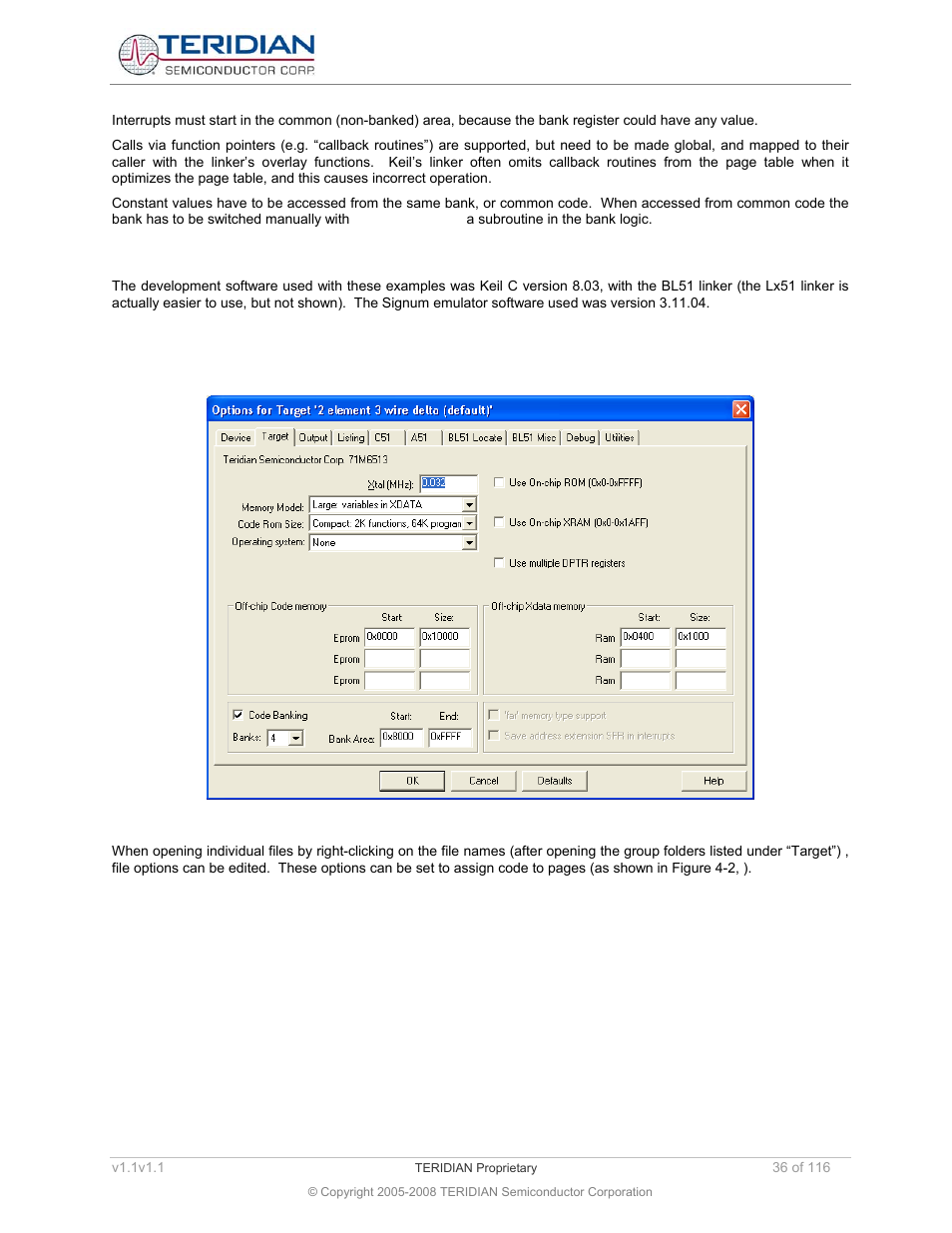 3 software tool versions, 4 setup of the compiler project, Software tool versions | Setup of the compiler project | Maxim Integrated 71M6534 Energy Meter IC Family Software User Manual | Page 36 / 116