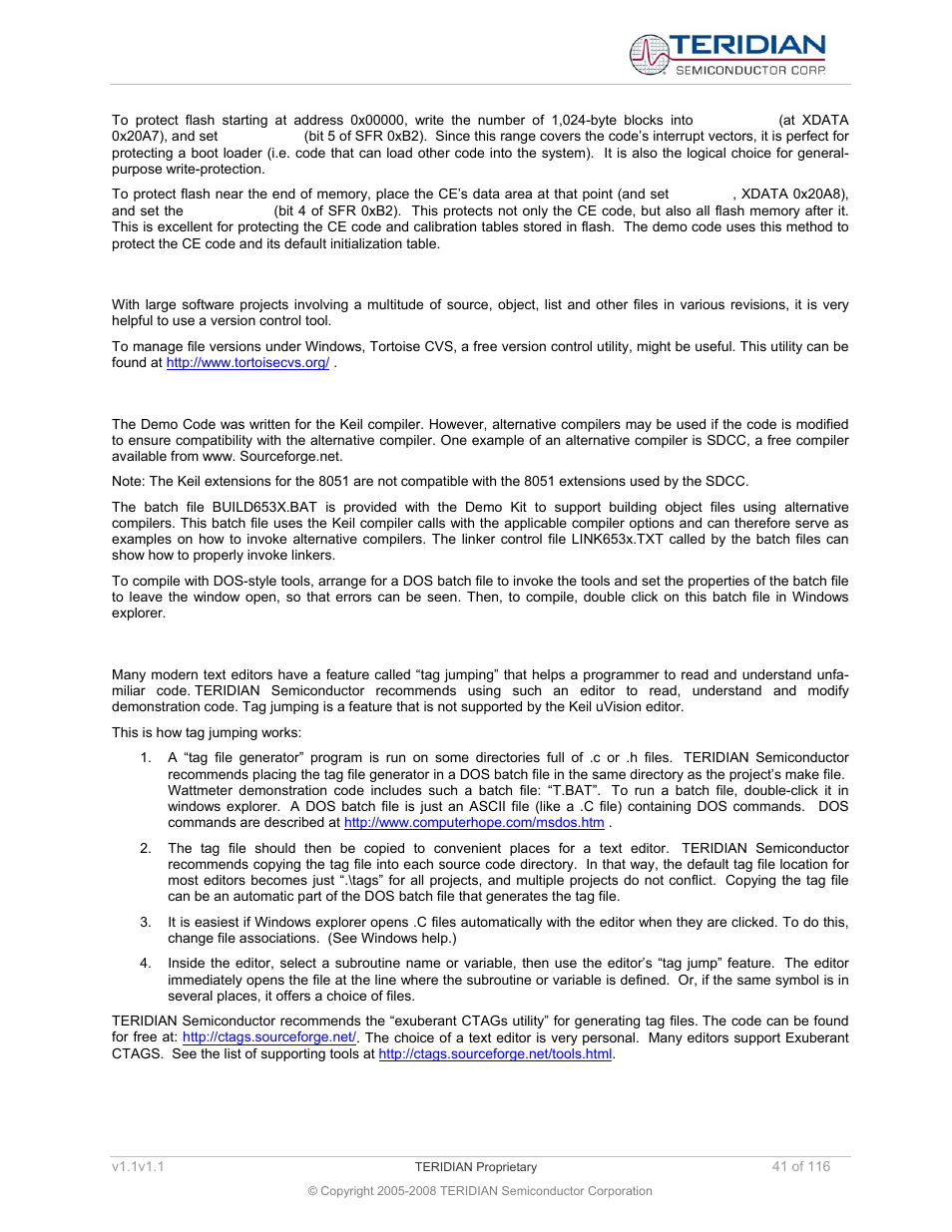 10 project management tools, 11 alternative compilers, 12 alternative editors | Project management tools, Alternative compilers, Alternative editors | Maxim Integrated 71M6534 Energy Meter IC Family Software User Manual | Page 41 / 116