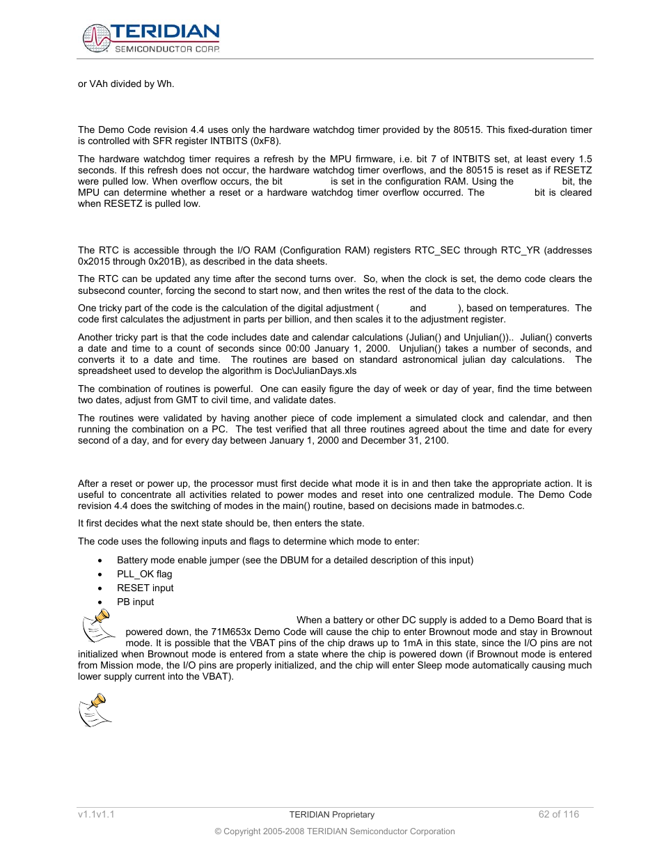 4 watchdog timer, 5 real-time clock (rtc), 5 managing mission and battery modes | Watchdog timer, Real-time clock (rtc), Managing mission and battery modes | Maxim Integrated 71M6534 Energy Meter IC Family Software User Manual | Page 62 / 116