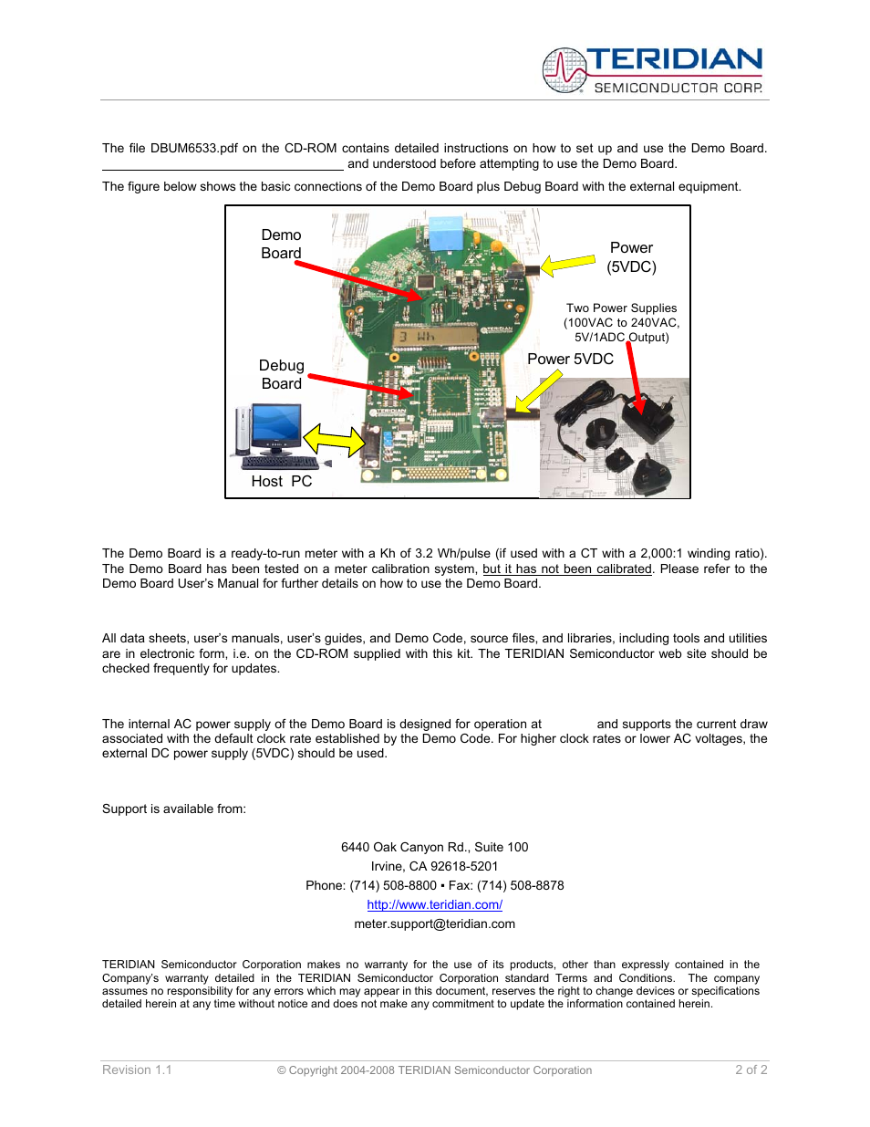 Demo board test setup, Using the demo board, Documentation and software/ utilities | Built-in power supply, Support | Maxim Integrated 71M6533H Demo Board User Manual | Page 2 / 2