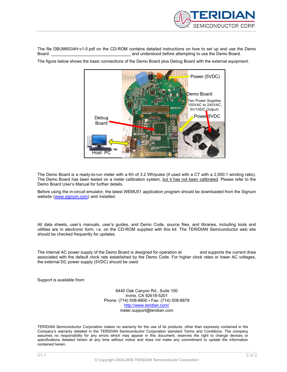 Demo board test setup, Using the demo board, Documentation and software/utilities | Built-in power supply, Support | Maxim Integrated 71M6534H Demo Board User Manual | Page 2 / 2