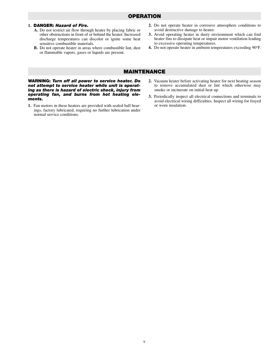 Operation maintenance | Chromalox UB-4002A User Manual | Page 9 / 12