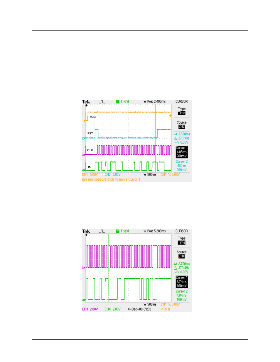 1 2-wire card operation, 1 atr retrieval, 2 sending commands | Wire card operation, Figure 11: atr scope capture, Figure 12: command frame | Maxim Integrated 73S12xxF User Manual | Page 11 / 38
