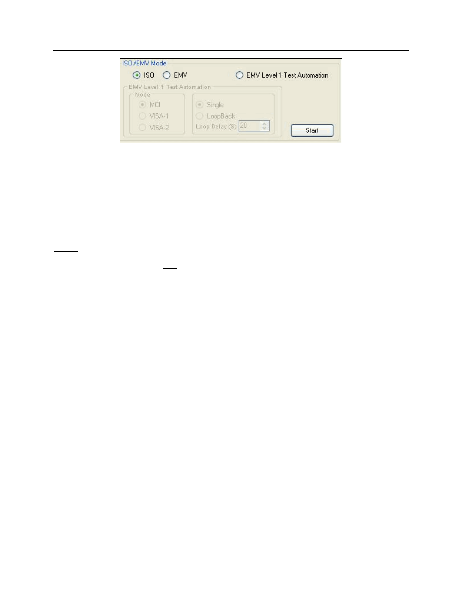 Iso and emv select buttons, Emv level 1 test automation button, Figure 6: emv/iso mode frame | Maxim Integrated 73S12xxF USB-CCID Host GUI User Manual | Page 10 / 22