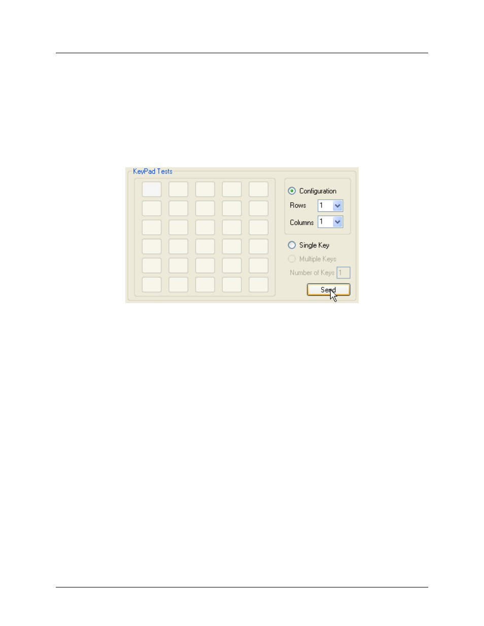 Keypad tests frame, Single key button, Multiple keys button | Led frame, Figure 9: keypad tests frame | Maxim Integrated 73S12xxF USB-CCID Host GUI User Manual | Page 13 / 22