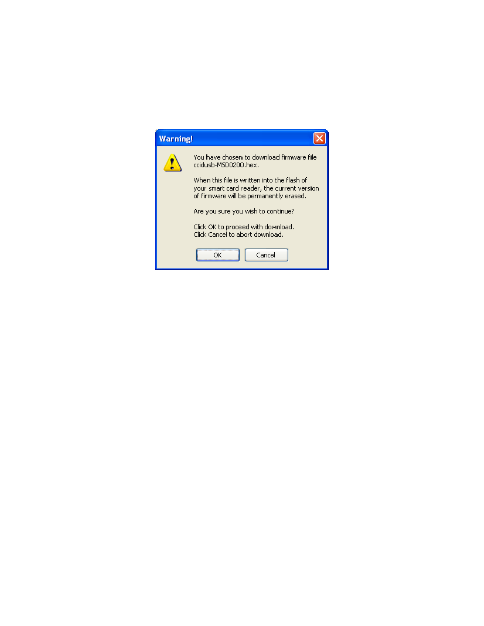 Download, Get status, Clear status | Get state, Figure 12: download warning message | Maxim Integrated 73S12xxF USB-CCID Host GUI User Manual | Page 16 / 22