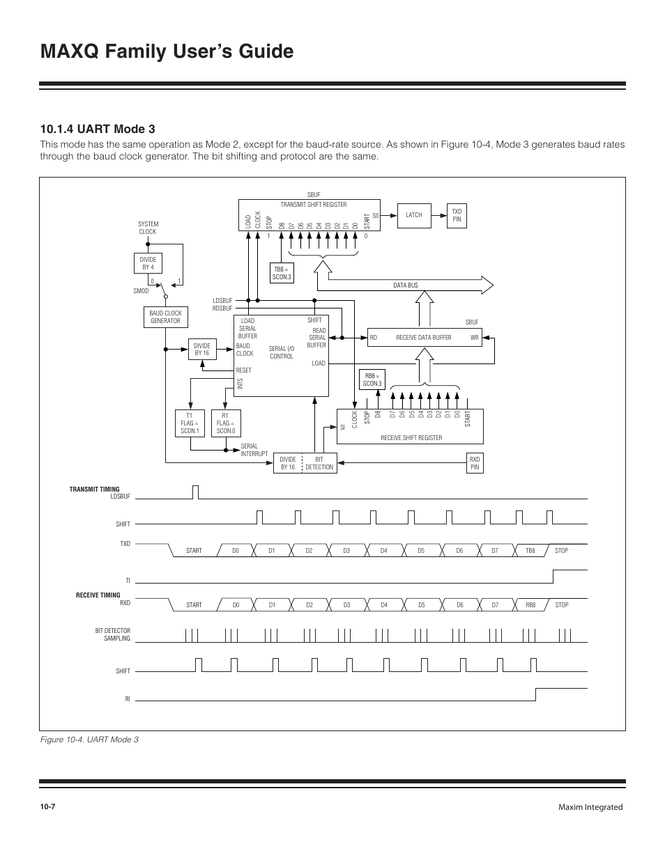 4 uart mode 3, 4 uart mode 3 -7, Figure 10-4. uart mode 3 -7 | Maxq family user’s guide | Maxim Integrated MAXQ Family User Manual | Page 108 / 216