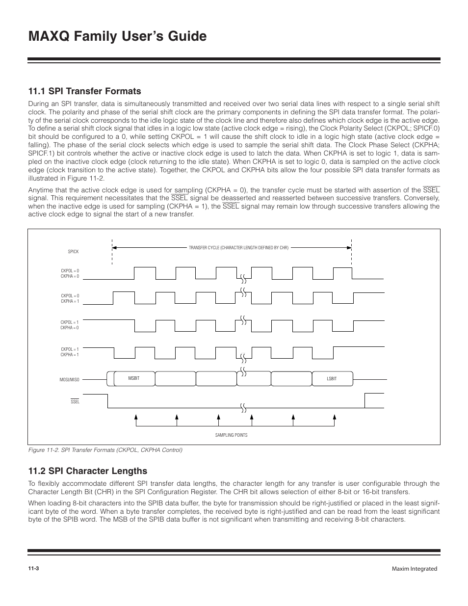 1 spi transfer formats, 2 spi character lengths, 1 spi transfer formats -3 | 2 spi character lengths -3, Maxq family user’s guide | Maxim Integrated MAXQ Family User Manual | Page 115 / 216