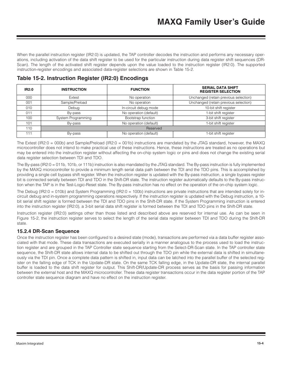 4 dr-scan sequence, 4 dr-scan sequence -4, Maxq family user’s guide | Maxim Integrated MAXQ Family User Manual | Page 155 / 216