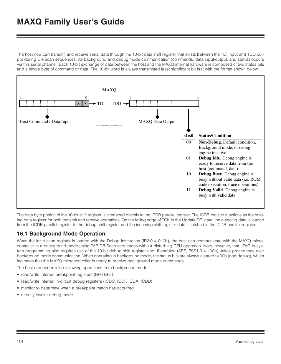 1 background mode operation, 1 background mode operation -3, Maxq family user’s guide | Maxim Integrated MAXQ Family User Manual | Page 161 / 216