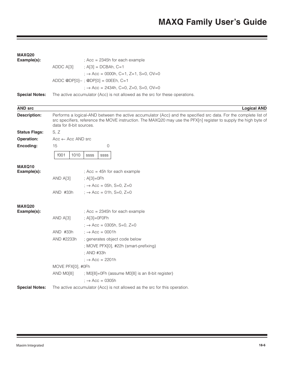 And src, And src -6, Maxq family user’s guide | Maxim Integrated MAXQ Family User Manual | Page 183 / 216