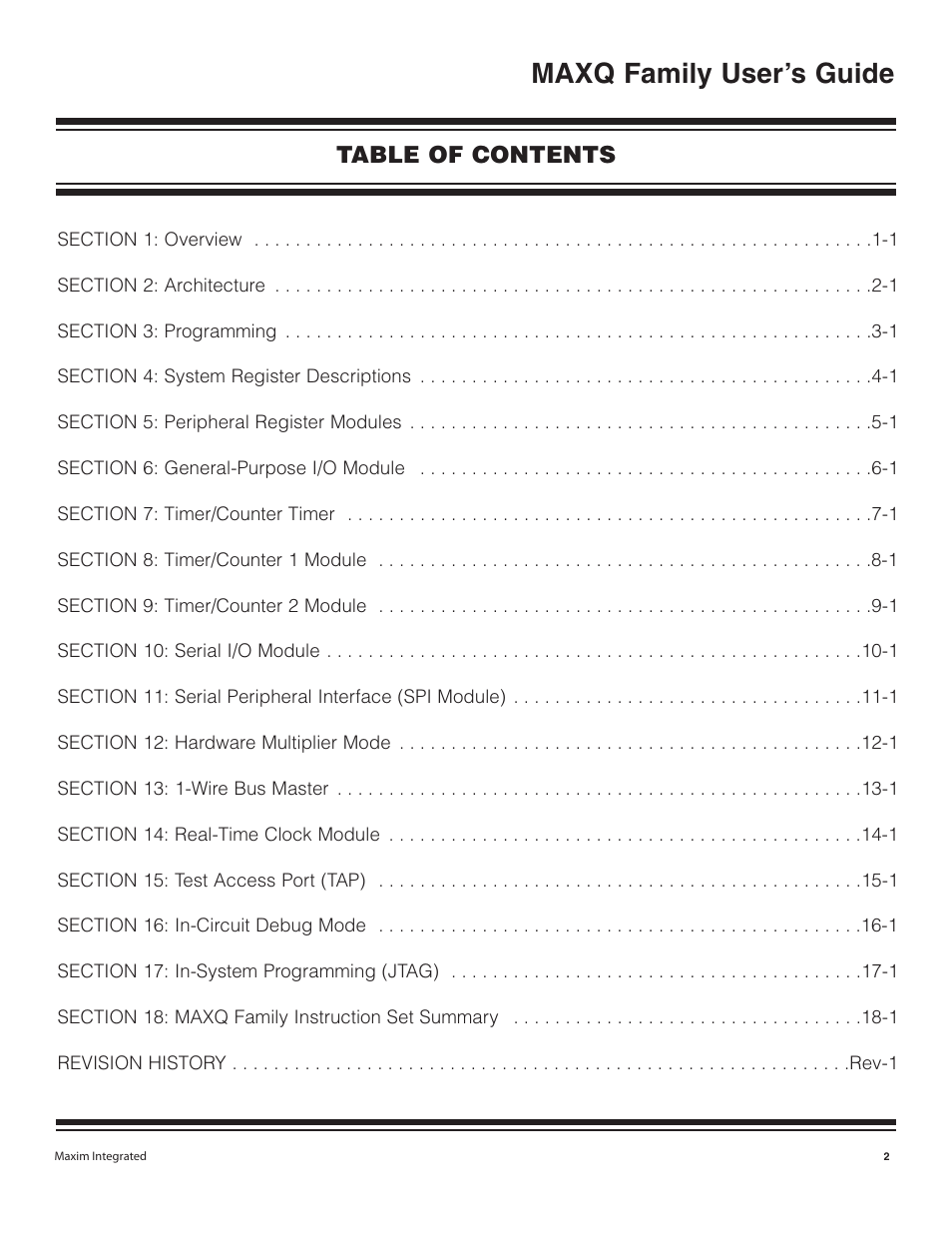 Maxim Integrated MAXQ Family User Manual | Page 2 / 216