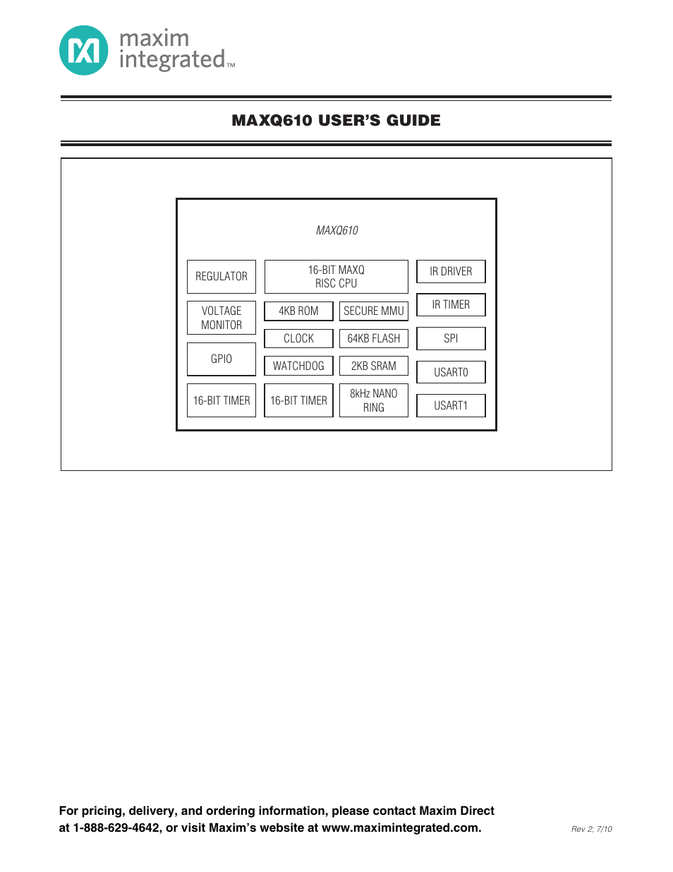 Maxim Integrated MAXQ610 User Manual | 203 pages