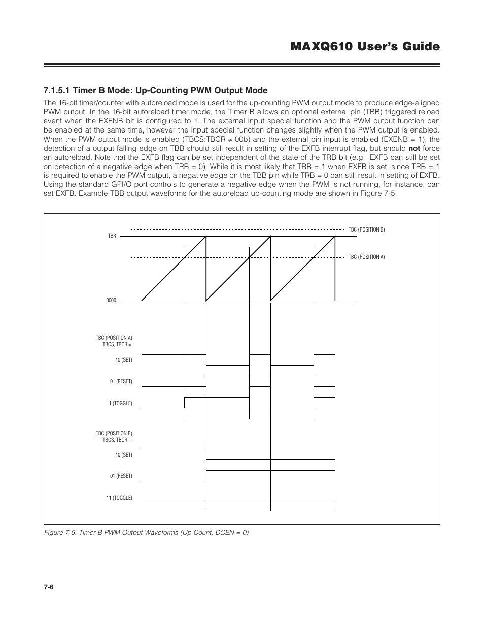 1 timer b mode: up-counting pwm output mode, Maxq610 user’s guide | Maxim Integrated MAXQ610 User Manual | Page 109 / 203