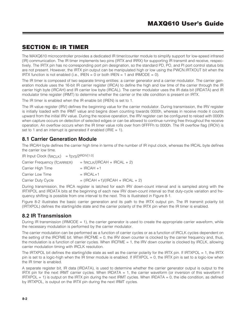 1 carrier generation module, 2 ir transmission, Maxq610 user’s guide | Maxim Integrated MAXQ610 User Manual | Page 115 / 203