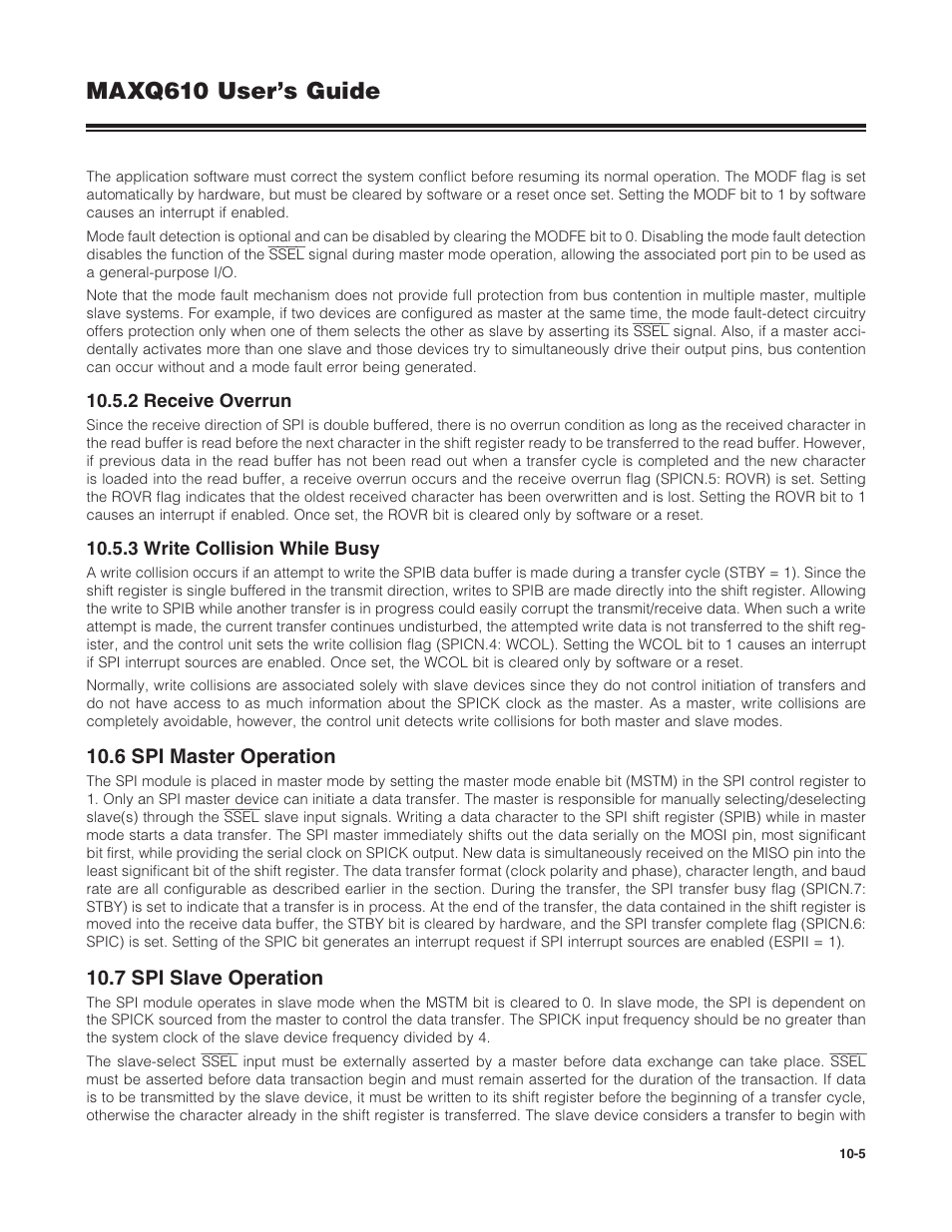 2 receive overrun, 3 write collision while busy, 6 spi master operation | 7 spi slave operation, Maxq610 user’s guide | Maxim Integrated MAXQ610 User Manual | Page 141 / 203