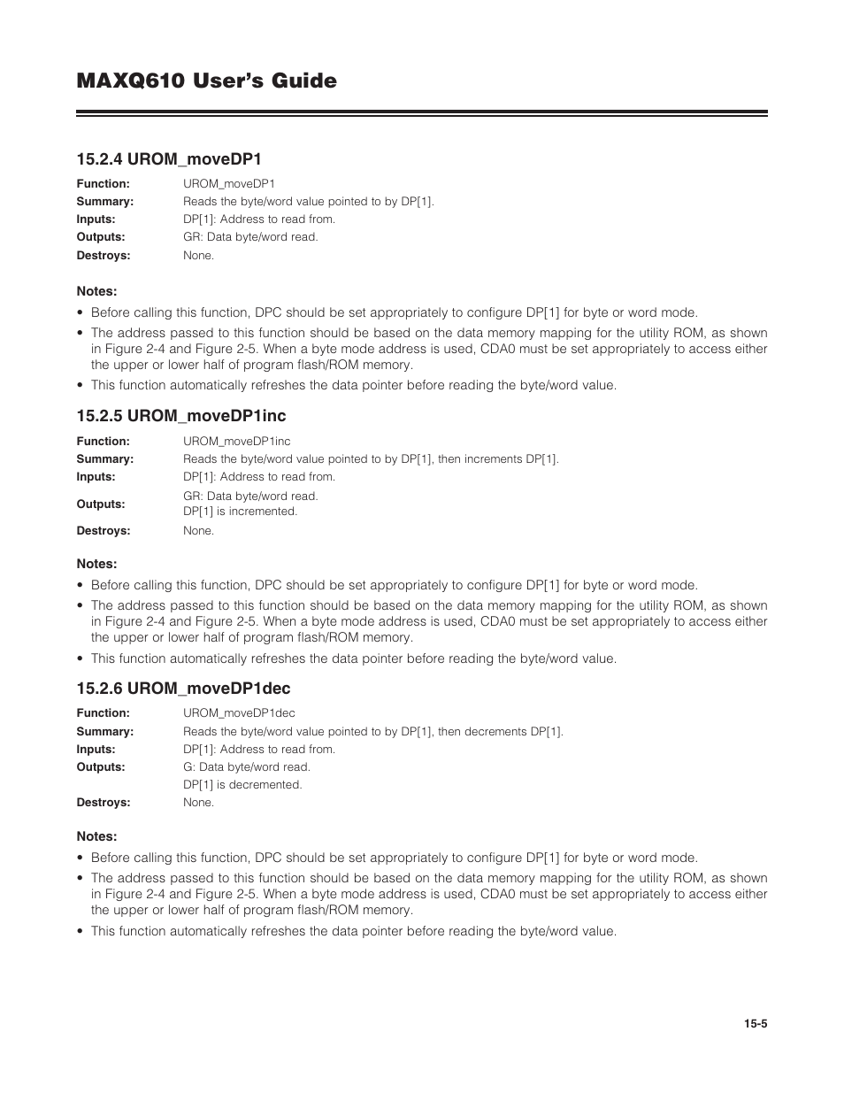 4 urom_movedp1, 5 urom_movedp1inc, 6 urom_movedp1dec | Maxq610 user’s guide | Maxim Integrated MAXQ610 User Manual | Page 198 / 203