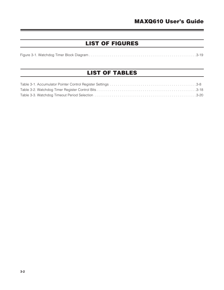 Maxq610 user’s guide list of figures, List of tables | Maxim Integrated MAXQ610 User Manual | Page 37 / 203