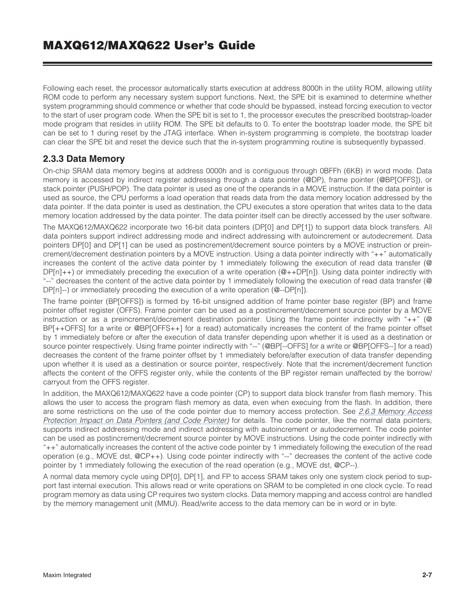 3 data memory, 2 .3 .3 data memory -7 | Maxim Integrated MAXQ622 User Manual | Page 11 / 255