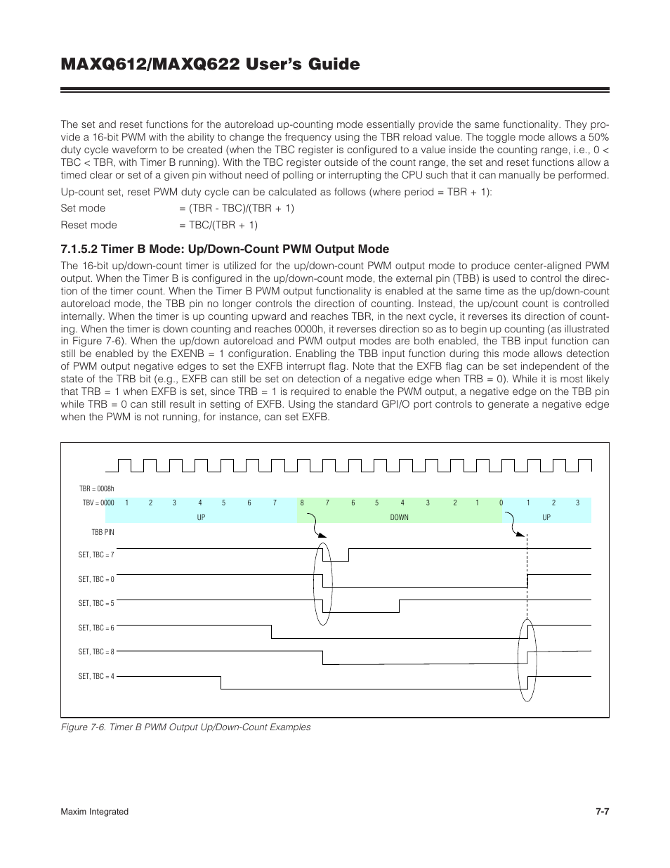 2 timer b mode: up/down-count pwm output mode | Maxim Integrated MAXQ622 User Manual | Page 121 / 255