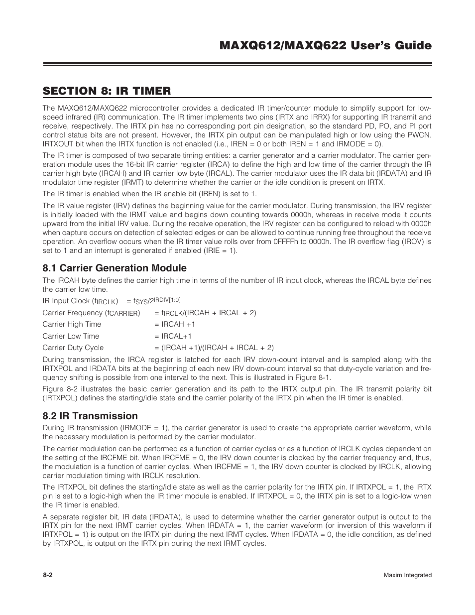 1 carrier generation module, 2 ir transmission | Maxim Integrated MAXQ622 User Manual | Page 126 / 255