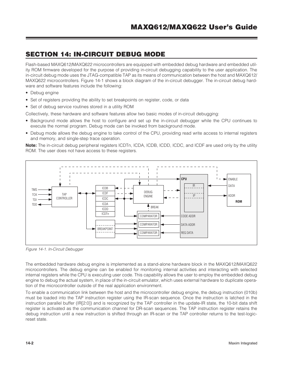 Figure 14-1 . in-circuit debugger -2 | Maxim Integrated MAXQ622 User Manual | Page 196 / 255