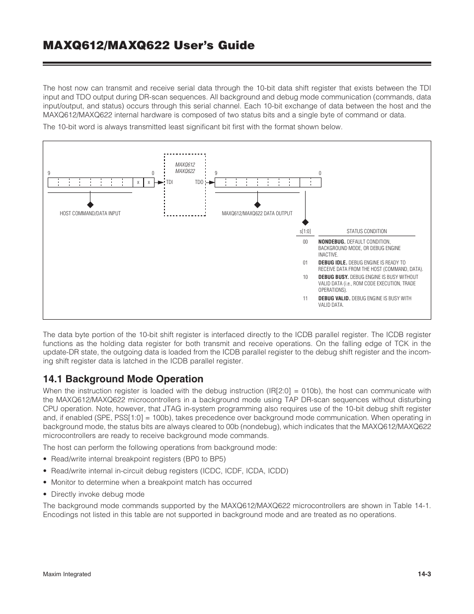 1 background mode operation, 14 .1 background mode operation -3 | Maxim Integrated MAXQ622 User Manual | Page 197 / 255