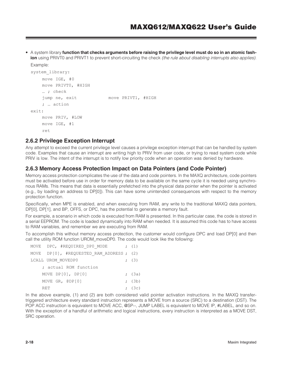 2 privilege exception interrupt | Maxim Integrated MAXQ622 User Manual | Page 22 / 255