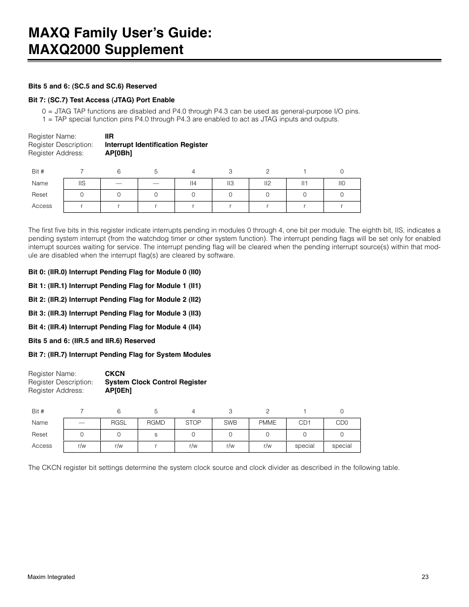 Maxq family user’s guide: maxq2000 supplement | Maxim Integrated MAXQ Family Users Guide: MAXQ2000 Supplement User Manual | Page 23 / 93