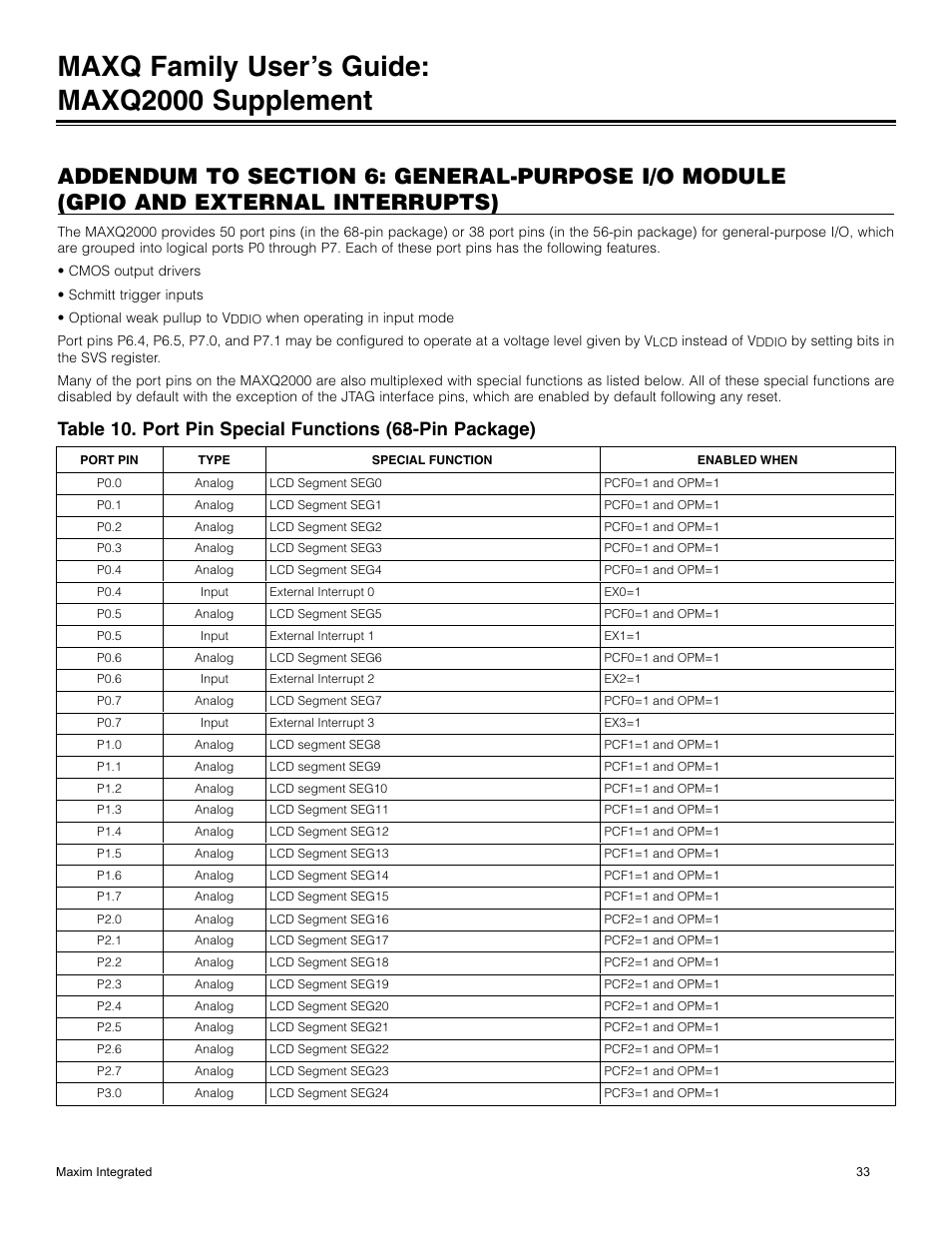 Maxq family user’s guide: maxq2000 supplement | Maxim Integrated MAXQ Family Users Guide: MAXQ2000 Supplement User Manual | Page 33 / 93