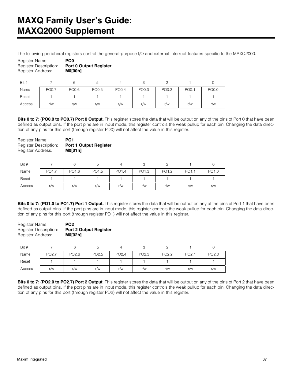 Maxq family user’s guide: maxq2000 supplement | Maxim Integrated MAXQ Family Users Guide: MAXQ2000 Supplement User Manual | Page 37 / 93