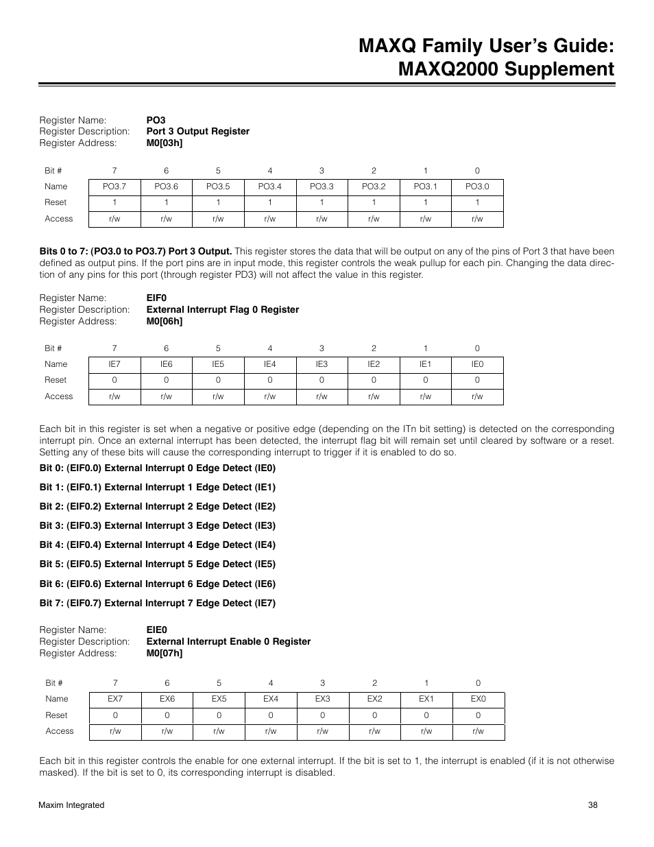 Maxq family user’s guide: maxq2000 supplement | Maxim Integrated MAXQ Family Users Guide: MAXQ2000 Supplement User Manual | Page 38 / 93
