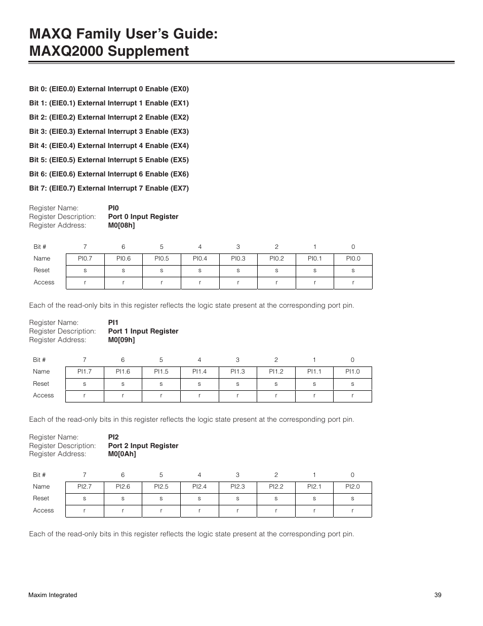 Maxq family user’s guide: maxq2000 supplement | Maxim Integrated MAXQ Family Users Guide: MAXQ2000 Supplement User Manual | Page 39 / 93