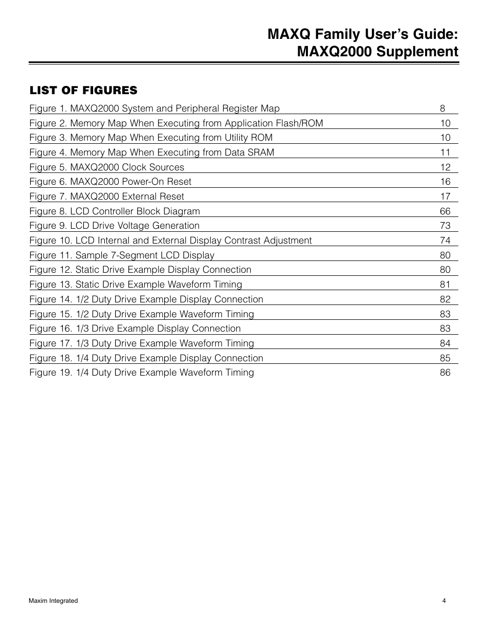 List of figures, Maxq family user’s guide: maxq2000 supplement | Maxim Integrated MAXQ Family Users Guide: MAXQ2000 Supplement User Manual | Page 4 / 93