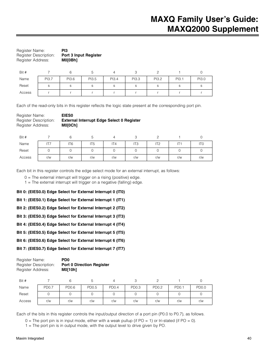 Maxq family user’s guide: maxq2000 supplement | Maxim Integrated MAXQ Family Users Guide: MAXQ2000 Supplement User Manual | Page 40 / 93